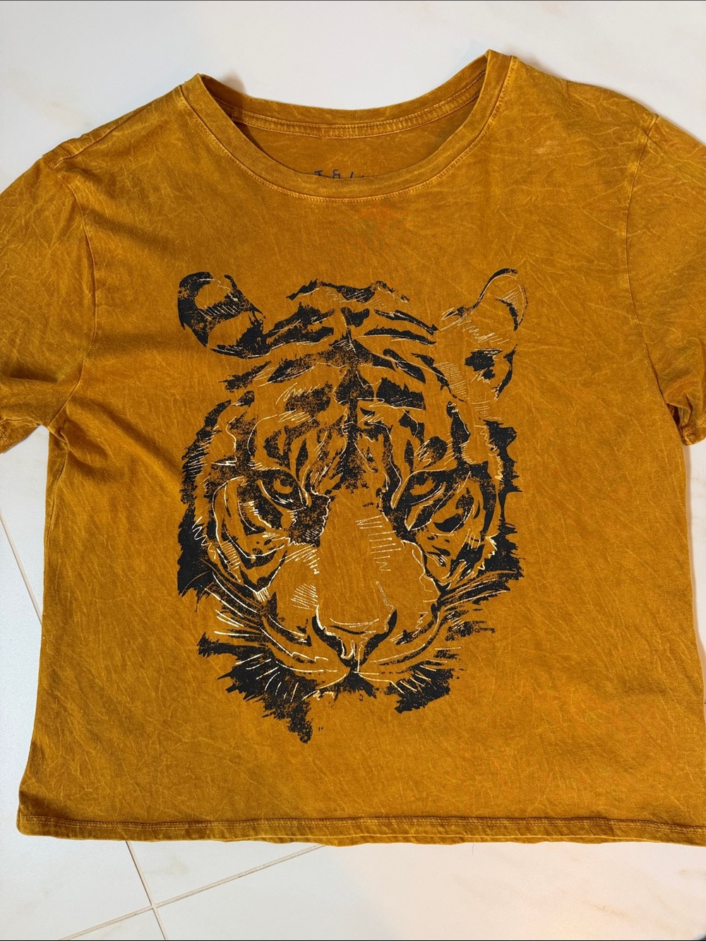 Mustard Yellow Tiger Graphic Short Sleeve Tee